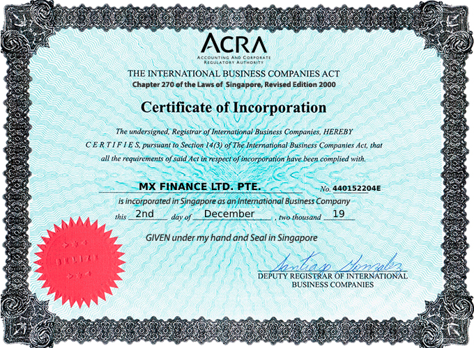 MX Finance   certificate